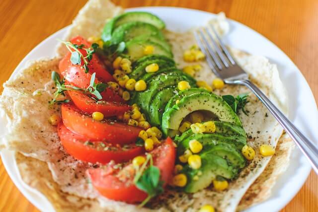 A tomato and avocado salad