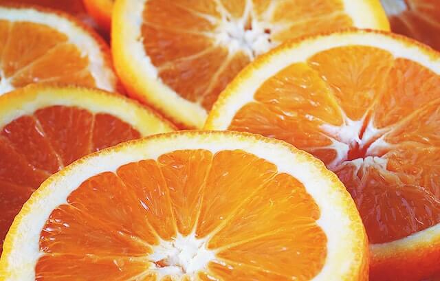 a close up of oranges,