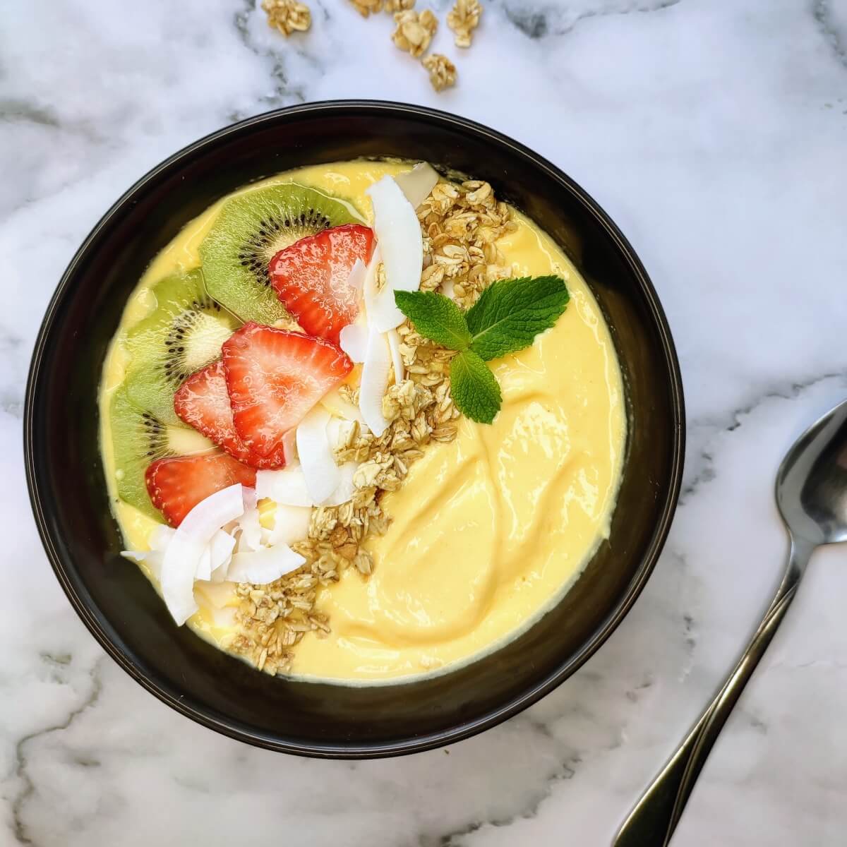 Mango Smoothie Bowl with toppings