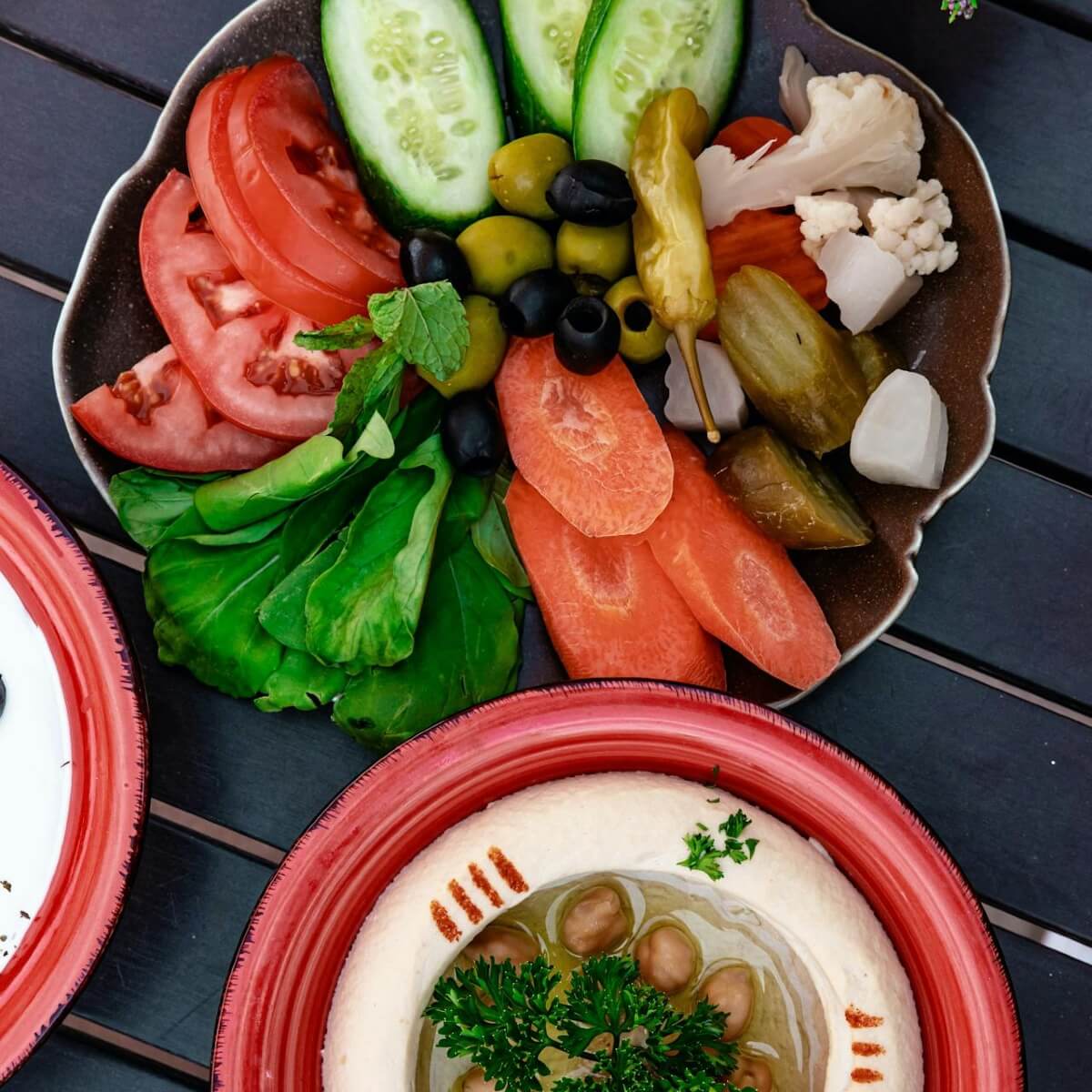 Hummus and fresh salad